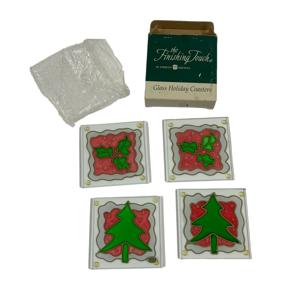 Christmas Glass Holiday Coasters Set Of 4 The Finishing Touch American Greetings